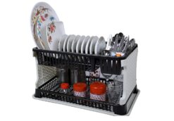 Kitchendesigner Organizer Rack with Water Storing Tray (Black)