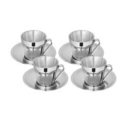 4 PCS Double Wall Laser Cup and Saucer - V SHAPE