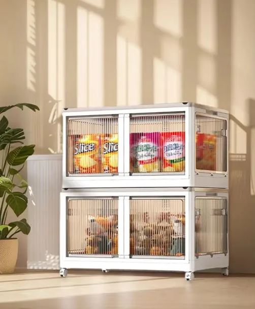 MEVIGO 4-Door 2-Shelf Plastic kids Collapsible Cupboard PC Collapsible Wardrobe Finish Color - 2.Whire, DIY(Do-It-Yourself)