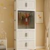Sasimo 1-Wardrobe 4-Door 4-Shelf Plastic foldable Cupboard PC Collapsible Wardrobe Finish Color - 4.White, DIY(Do-It-Yourself)